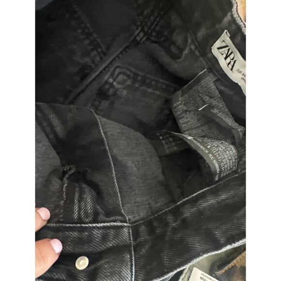 Zara Cargo Utility Belted Denim Jeans High Rise Wide Gray Sz2 belt not included - Picture 16 of 16